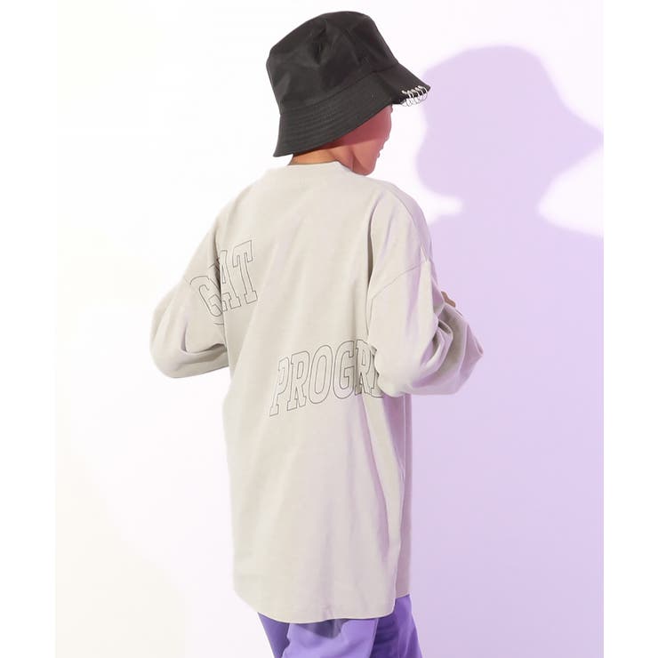 007-ロゴ2-Lグレー | スーパーBIGシルエット 長袖Tシャツ 綿100% | devirock