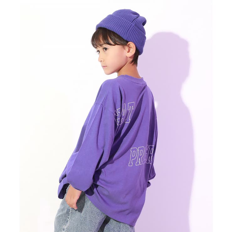 008-ロゴ2-バイオレット | スーパーBIGシルエット 長袖Tシャツ 綿100% | devirock