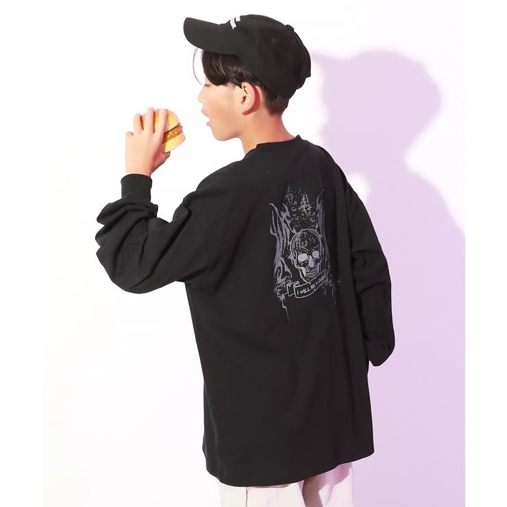 009-スカル-ブラック | スーパーBIGシルエット 長袖Tシャツ 綿100% | devirock