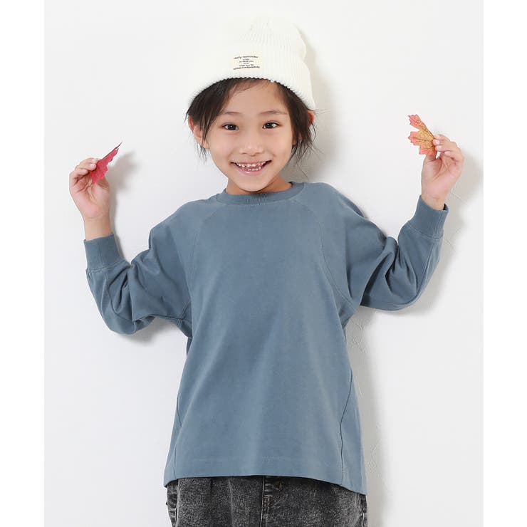 ブルーグレー | 綿100% カーブラインスリーブ 長袖Tシャツ | devirock