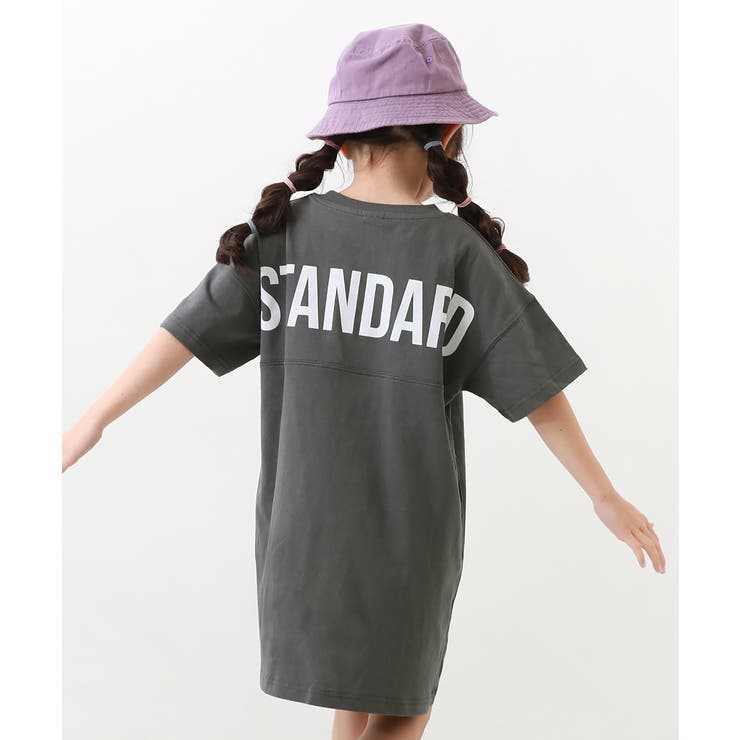 チャコール | バックロゴプリント 半袖ワンピース 子供服 | devirock