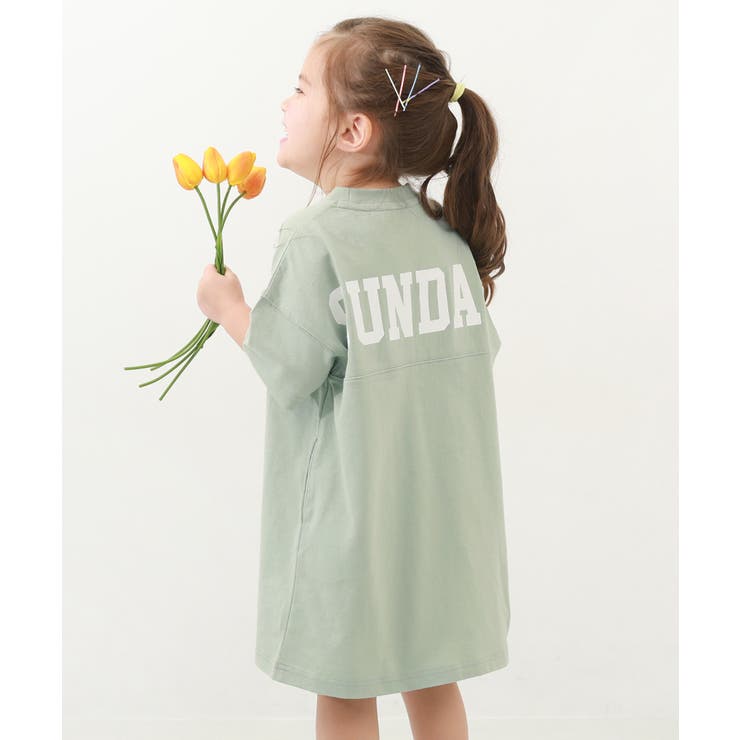 バックロゴプリント 半袖ワンピース 子供服[品番:VR000008853 バックロゴプリント 半袖ワンピース 子供服[品番:VR000008853