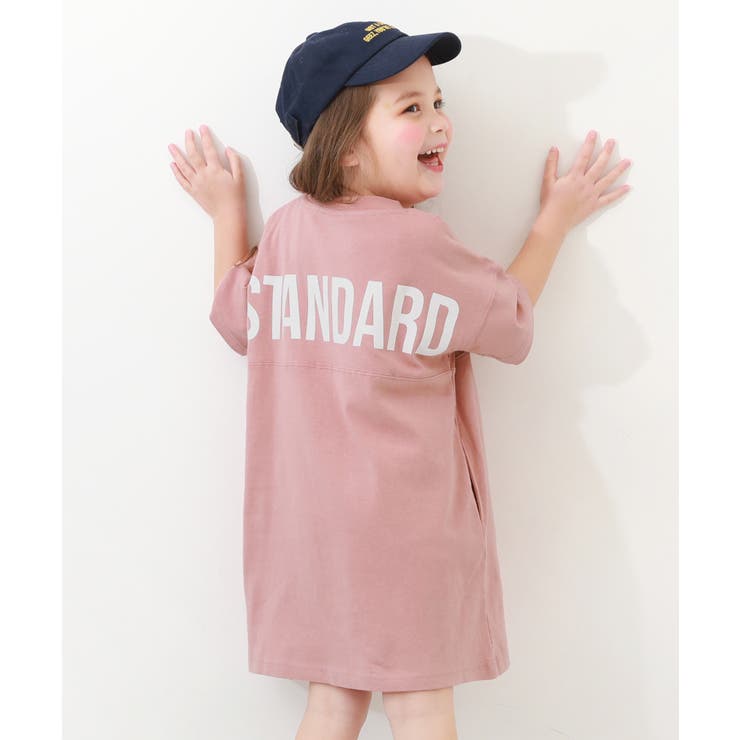 バックロゴプリント 半袖ワンピース 子供服[品番：VR000008853