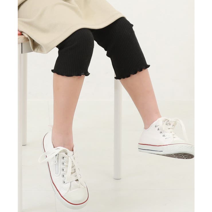 ブラック | 7分丈 リブレギンス 子供服 | devirock