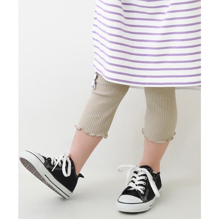 グレージュ | 7分丈 リブレギンス 子供服 | devirock