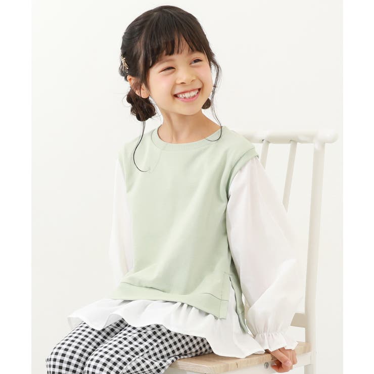 ベストドッキング風 長袖Tシャツ 子供服[品番：VR000009643