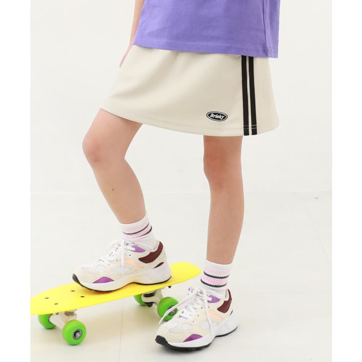 アイボリー | サイドラインミニスカート 子供服 キッズ | devirock