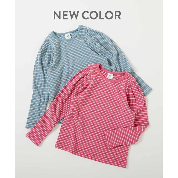 tシャツ Tシャツ パフスリーブクロップド丈ボーダートップス