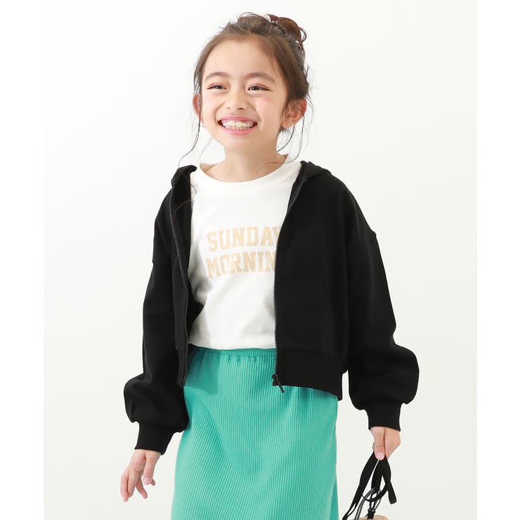 クロップド丈 ジップパーカー 子供服[品番:VR000009960 クロップド丈 ジップパーカー 子供服[品番:VR000009960