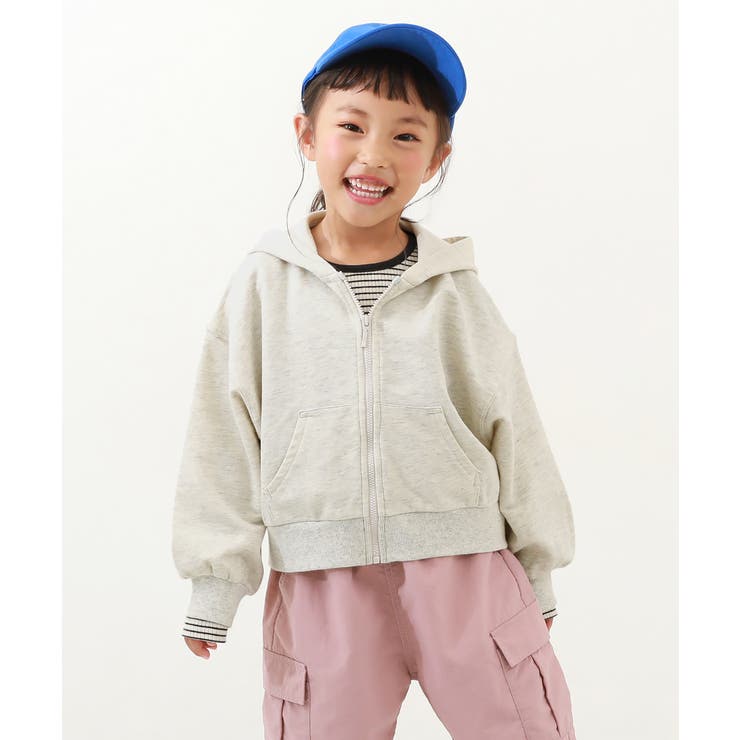 クロップド丈 ジップパーカー 子供服[品番:VR000009960 クロップド丈 ジップパーカー 子供服[品番:VR000009960