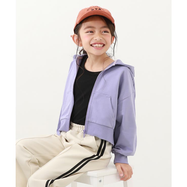 クロップド丈 ジップパーカー 子供服[品番:VR000009960 クロップド丈 ジップパーカー 子供服[品番:VR000009960