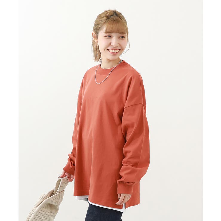 キャロット | 綿100% お洗濯してもよれにくいビッグシルエット 袖リブ大人長袖Tシャツ | devirock