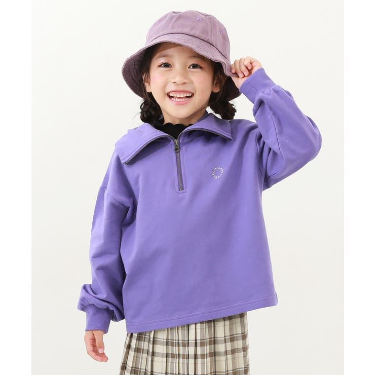 ミニ裏毛 ハーフジップスウェット 子供服[品番：VR000009949