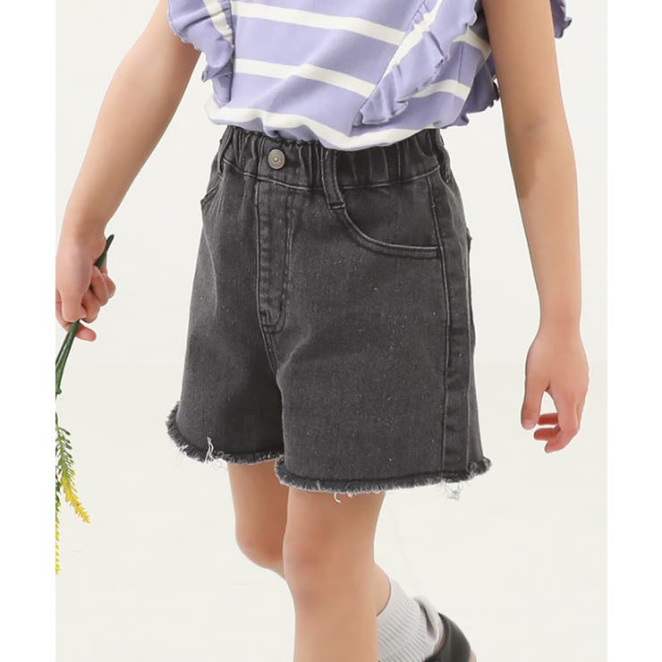 楽デニム ケミカルウォッシュ 裾フリンジ[品番：VR000009978