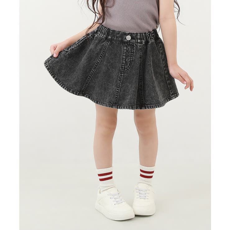 003-ケミカルブラック | 1分丈 デニムスカッツ 子供服 | devirock