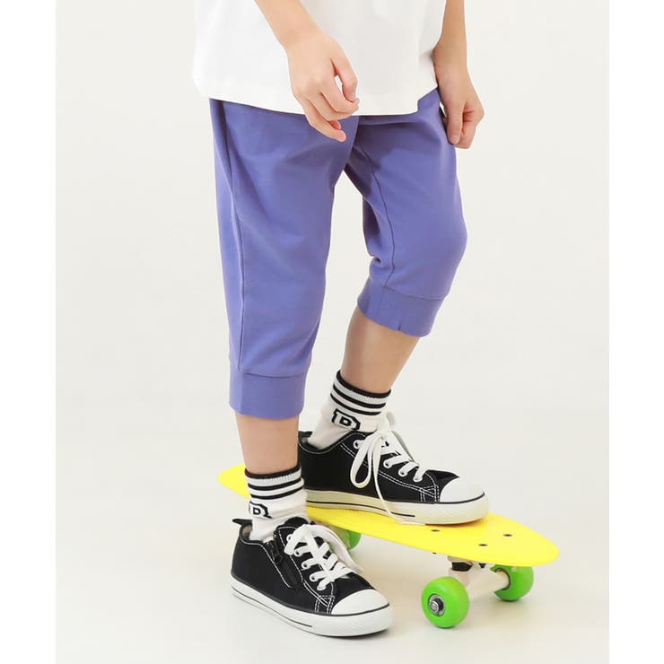 Pブルー | 7分丈 裾リブパンツ 子供服 | devirock