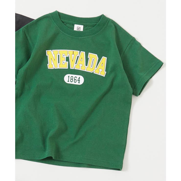 BROOKLYN Tシャツ 緑色 半袖 デビラボ BOXシルエット プリント半袖Tシャツ[品番：VR000009985