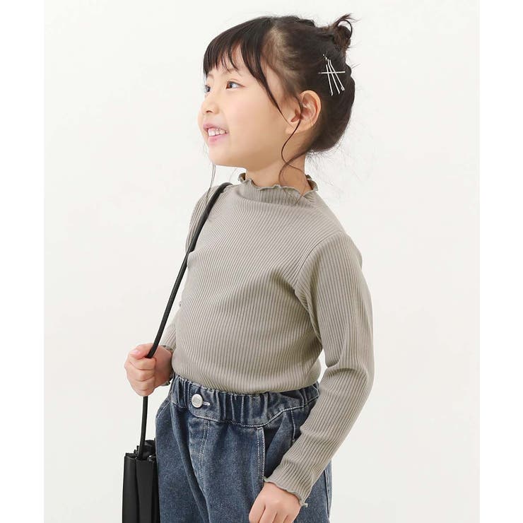 グレージュ | メロウリブ長袖Tシャツ 子供服 キッズ 女の子 ロンT トップス  | devirock