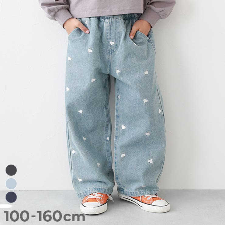 ハート刺繍 デニム ワイドパンツ | devirock | 詳細画像1 