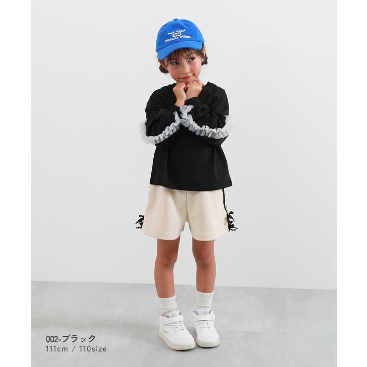 袖チュール 長袖Tシャツ 子供服 キッズ 女の子 ロンT トップス 5000 | devirock | 詳細画像4 