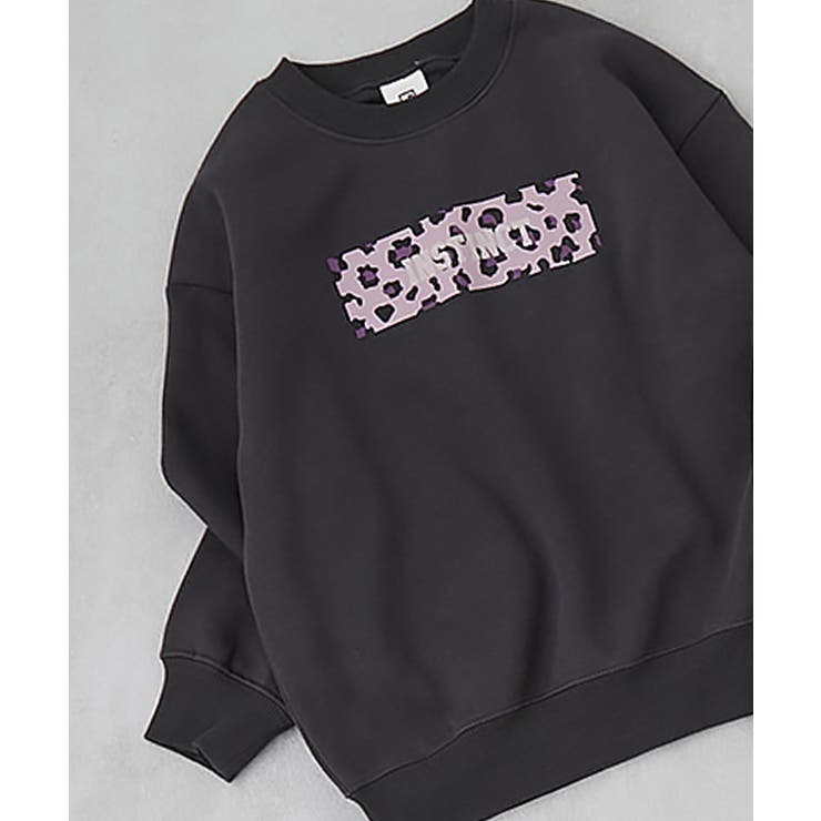 001-ロゴ-スミクロ | デビラボ ガールズプリントBOXシルエット 裏起毛トレーナー | devirock