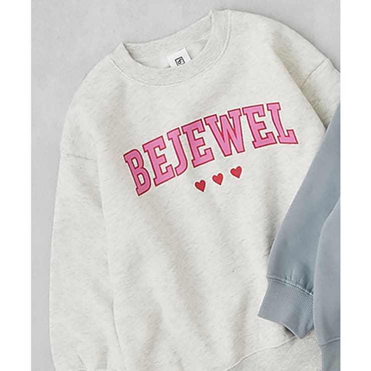 003-ロゴ2-オートミール | デビラボ ガールズプリントBOXシルエット 裏起毛トレーナー | devirock