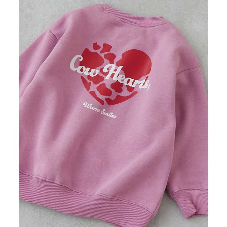 018-バックハート-モーブピンク | デビラボ ガールズプリントBOXシルエット 裏起毛トレーナー | devirock