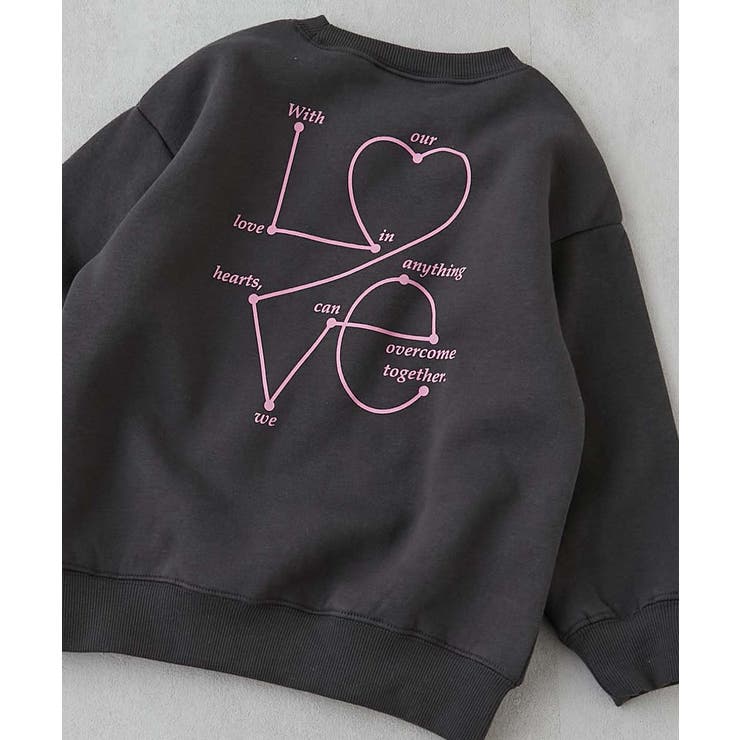 022-LOVE-スミクロ | デビラボ ガールズプリントBOXシルエット 裏起毛トレーナー | devirock