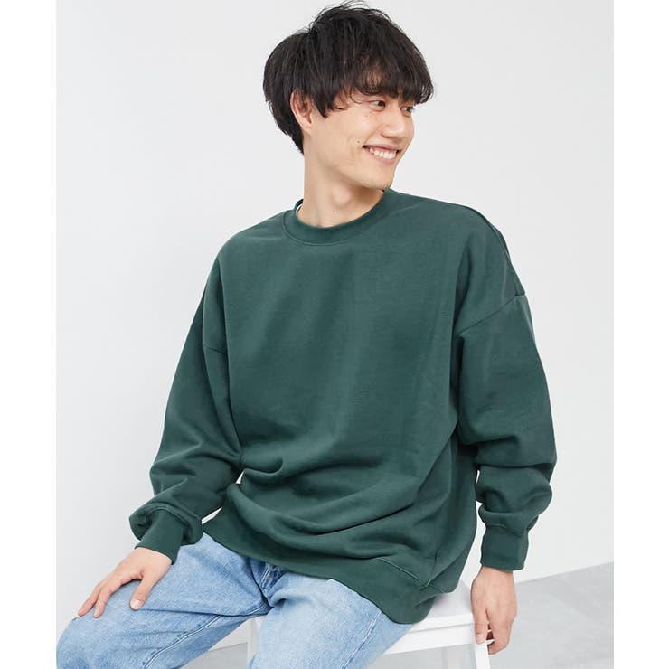 015-Dグリーン | カラフルスウェット ふっくら裏起毛無地 大人トレーナー | devirock