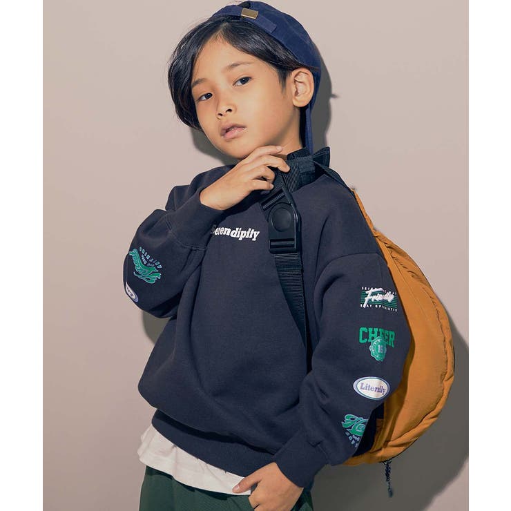 デビラボ プリント裏起毛BIGシルエットトレーナー 子供服[品番