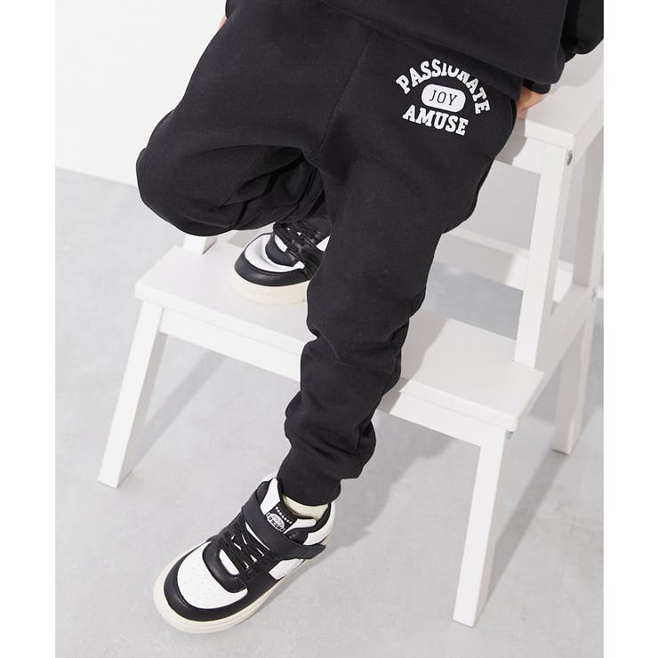 006-カレッジ-ブラック | デビラボ プリント 裏起毛パンツ | devirock