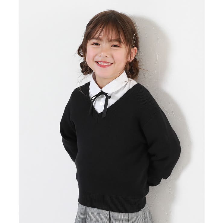 001-ブラック | 綿100％ 洗える スクールニット | devirock