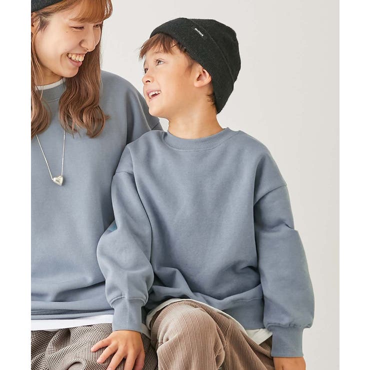 012-くすみブルー | カラフルスウェット ふっくら裏起毛 無地トレーナー | devirock