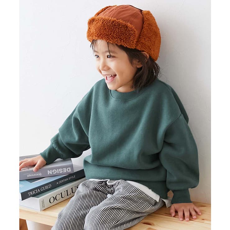 016-Dグリーン | カラフルスウェット ふっくら裏起毛 無地トレーナー | devirock