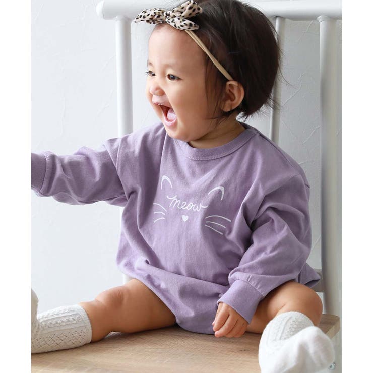 006-ネコ-Gライラック | 綿100％ デビラボ プリント | devirock