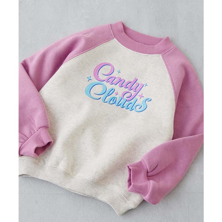 006-ロゴ-モーブピンク | デビラボ ガールズ プリント裏起毛ラグラントレーナー | devirock