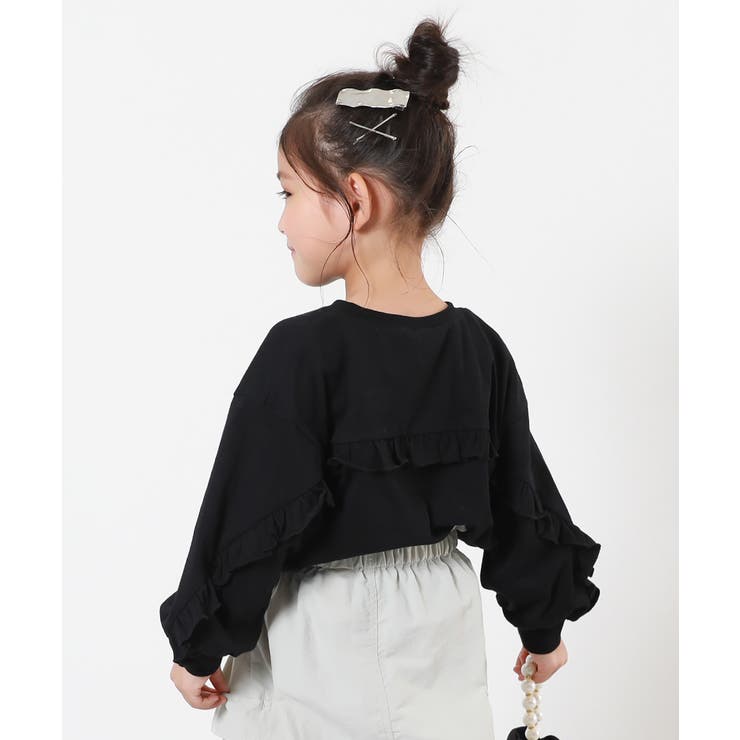 001-バックフリル-ブラック | えらべるフリルアソート ガールズ 長袖Tシャツ | devirock