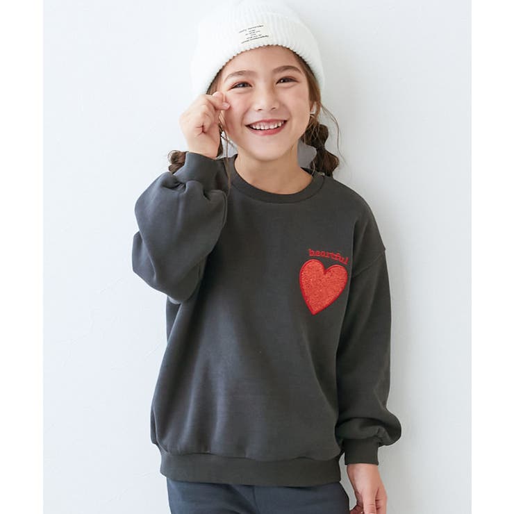 001-スミクロ | キラキラ ハート 裏起毛トレーナー | devirock