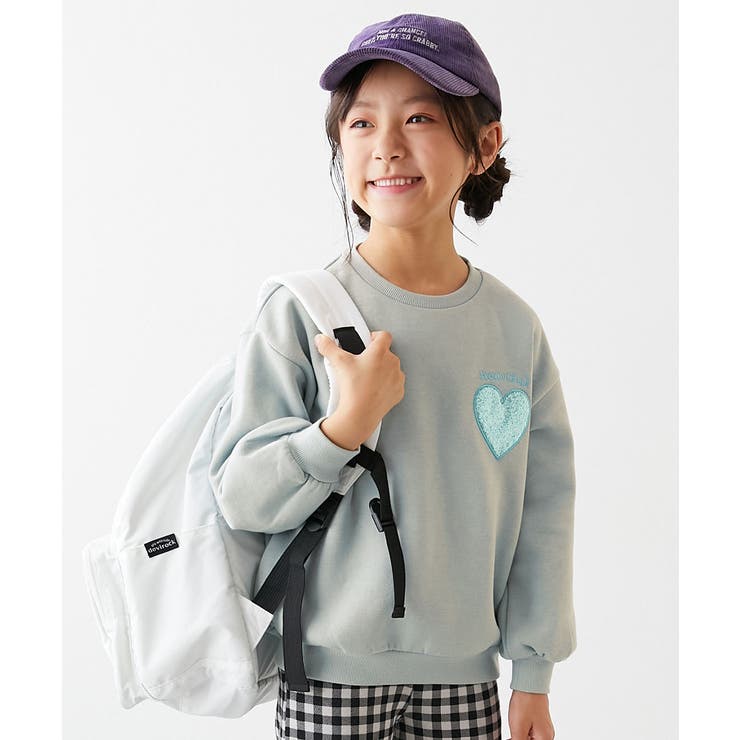 004-セージ | キラキラ ハート 裏起毛トレーナー | devirock
