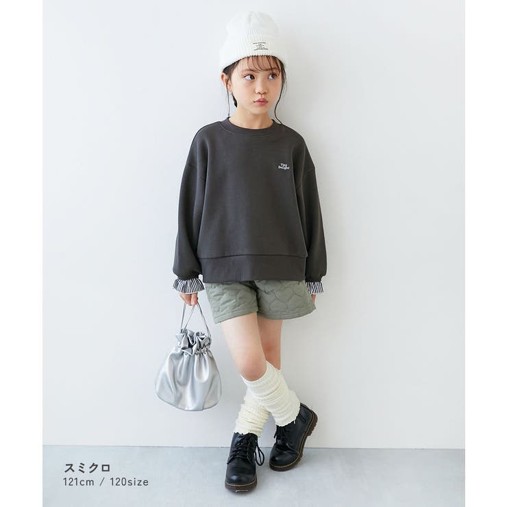 袖がかわいい 重ね着風 裏起毛トレーナー[品番：VR000010659