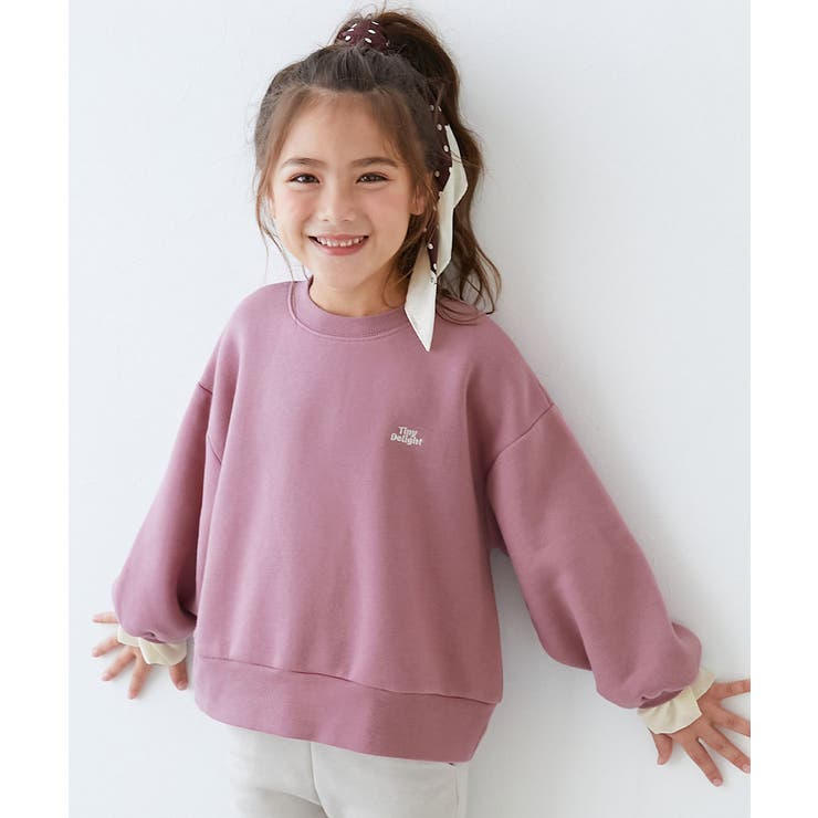 オールドピンク | 袖がかわいい 重ね着風 裏起毛トレーナー | devirock