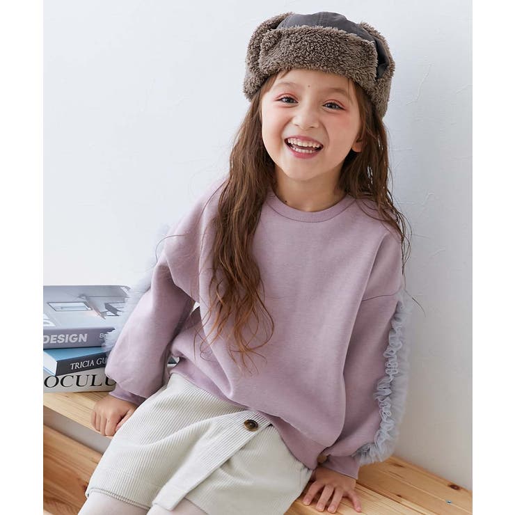 001-袖フリル-Gラベンダー | えらべるフリルチュール 裏起毛 トレーナー | devirock