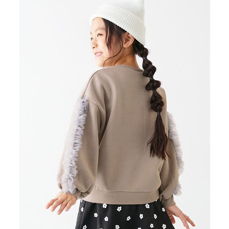 002-袖フリル-Sグレージュ | えらべるフリルチュール 裏起毛 トレーナー | devirock