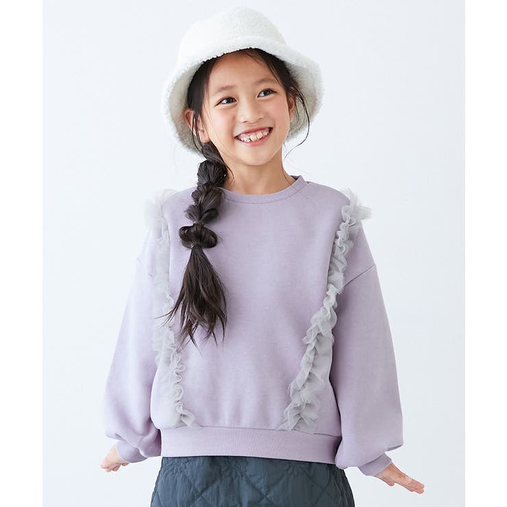 012-たてフリル-Dバイオレット | えらべるフリルチュール 裏起毛 トレーナー | devirock