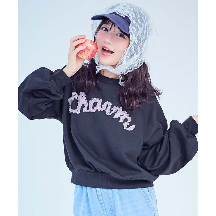 001-ロゴ-ブラック | chum えらべるラメチュール 裏起毛トレーナー | devirock