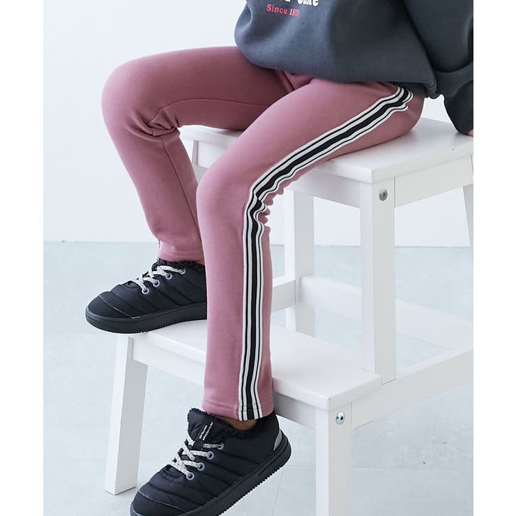 042-配色ライン-オールドピンク | RICH WARM 裏シャギー | devirock