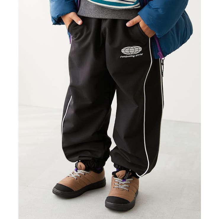 ブラック | あったか防風 裏フリース ワイドラインパンツ | devirock