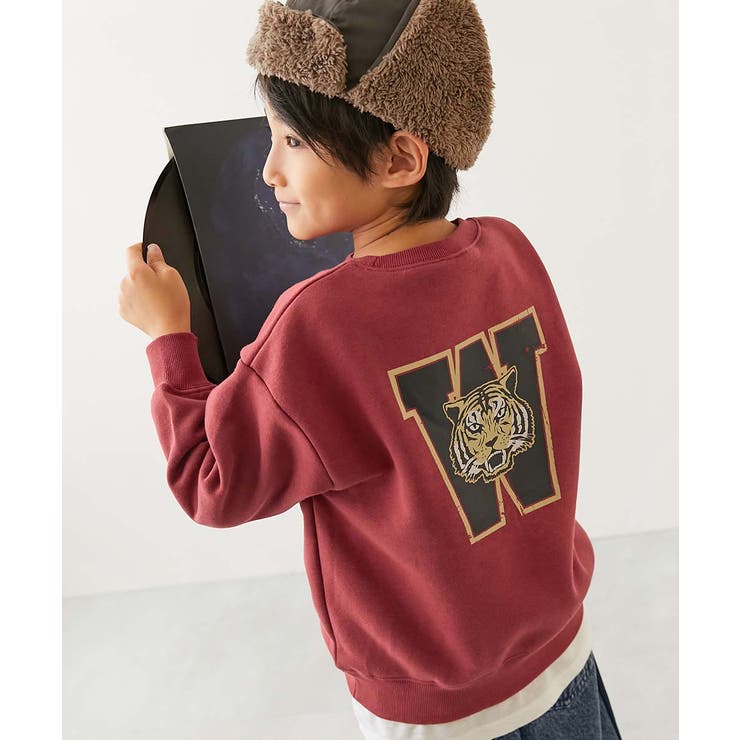 014-トラ-ボルドー | デビラボ プリント 裏起毛 | devirock