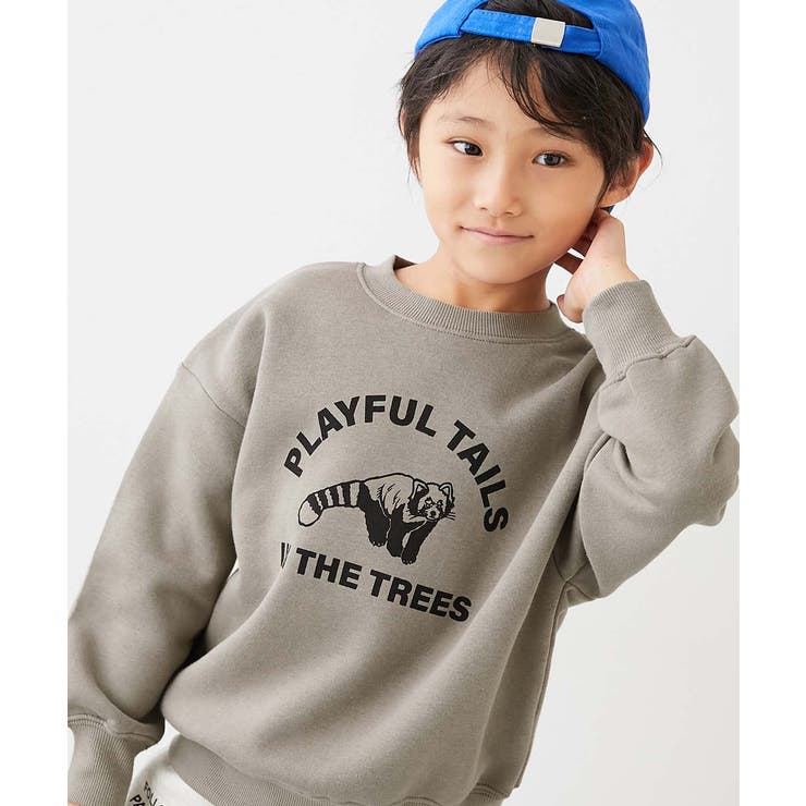 011-レッサーパンダ-Dグレージュ | デビラボ×アニマルカレッジ 裏起毛 BIGシルエット | devirock