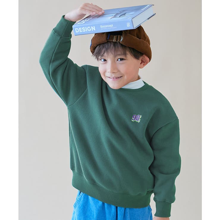 011-90s-Dグリーン | スフレスウェット ワンポイント刺繍 裏起毛 | devirock